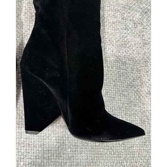 Saint Laurent Boots Women 35.5 US‎ 5.5 Black Velvet Niki Knee High Designer - Picture 4 of 16